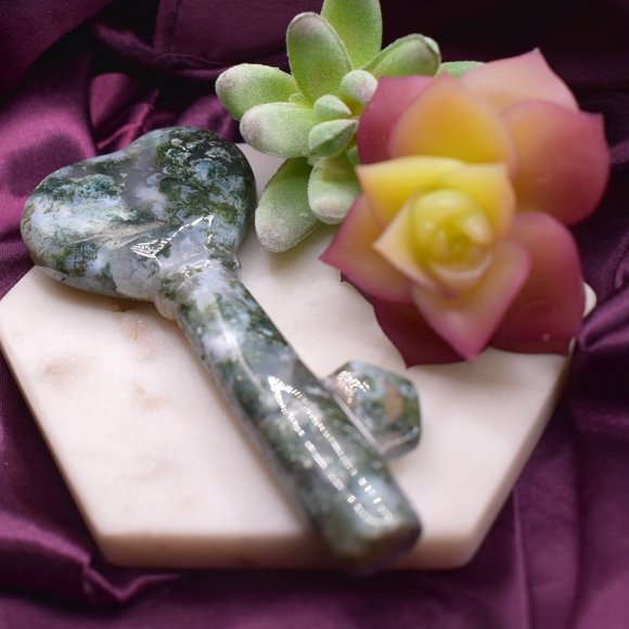 Natural, Crystal, Stone, Wicca, Holistic, Moon Other - Moss Agate Portal Key